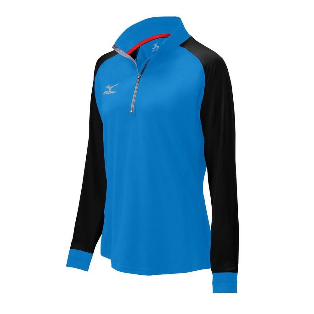 Mizuno Women's Prime 1/2 Zip Volleyball Jacket Blue/Black (440574-HTK)